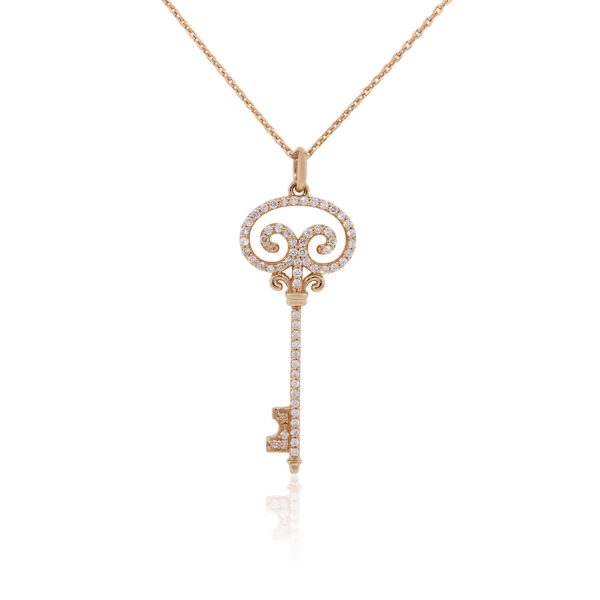 Chopard 18k Rose Gold 1ctw Diamond Key Pendant and Necklace