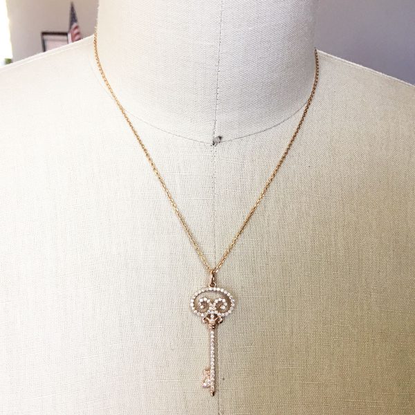 Chopard 18k Rose Gold 1ctw Diamond Key Pendant and Necklace