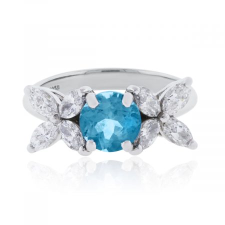 Tiffany & Co. Platinum Victoria 1ct Aquamarine 0.91ctw Diamond Ring