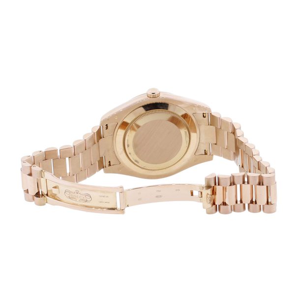 Rolex 218235 Day Date II 18k Rose Gold Bronze Wave Dial Watch