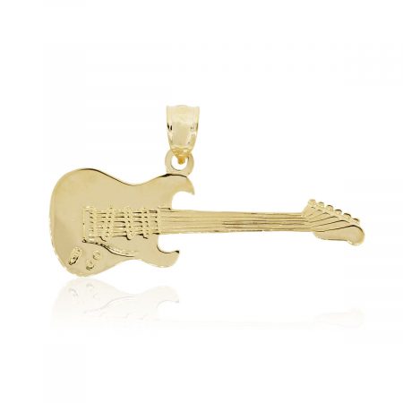 14k Yellow Gold Guitar Charm Pendant