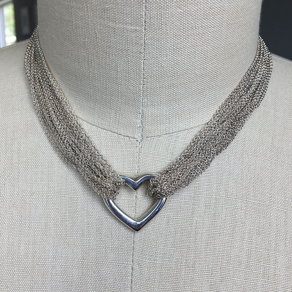 tiffany multi strand heart necklace