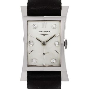 Longines 2038-2 14k White Gold Diamond Dial Art Deco Watch