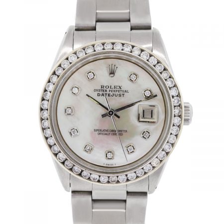 Rolex 1603 Datejust Mother of Pearl Diamond Dial and Bezel Watch