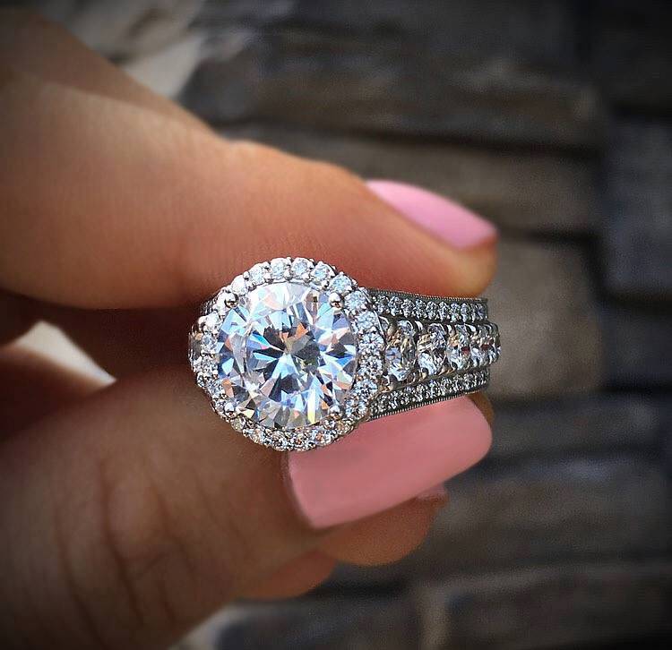 huge diamond cluster ring