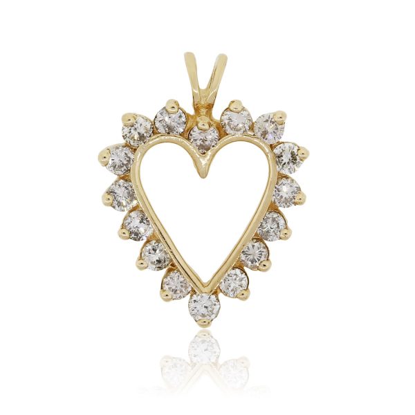 14k Yellow Gold 0.64ctw Diamond Heart Pendant
