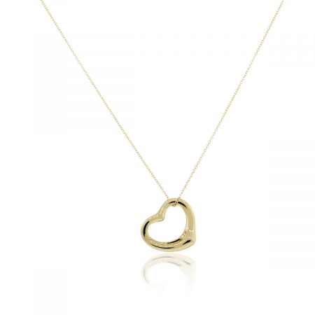 Tiffany & Co. 18k Yellow Gold Elsa Peretti Open Heart Pendant on Necklace