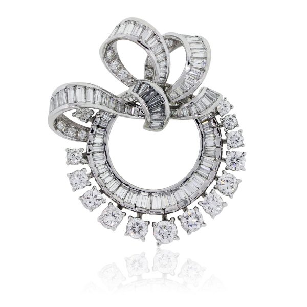 Platinum 4.75ctw Diamond Vintage Pin Brooch