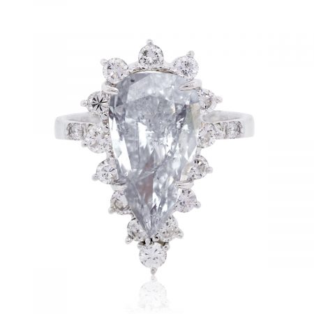 14k White Gold 4.80ctw Pear Shape Diamond Engagement Ring
