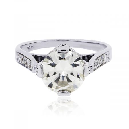 18k White Gold 2.40ctw EGL Certified Diamond Vintage Engagement Ring