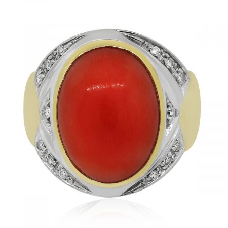 Coral Diamond Ring