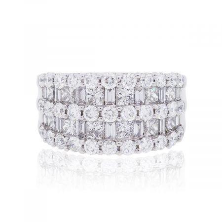 14k White Gold 3.85ctw Multi Shape Diamond Ring