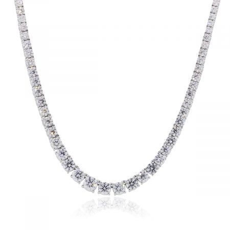 18k White Gold 26.60ctw Round Brilliant Diamond Graduated Necklace