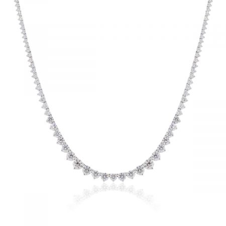 18k White Gold 8.66ctw Diamond Tennis Graduated Necklace