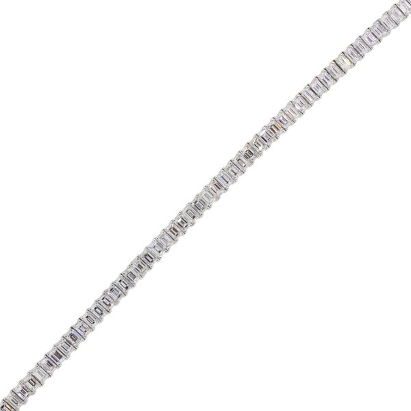 Platinum 14ctw Emerald Cut Diamond Tennis Bracelet
