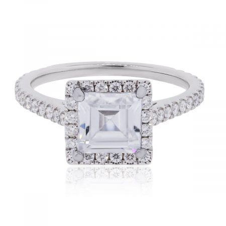 18k White Gold 0.60ctw Diamond With Cubic Zirconia Center Mounting