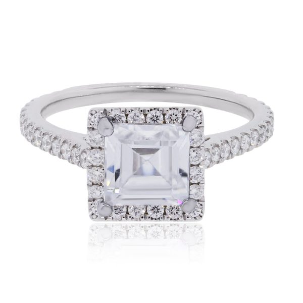 18k White Gold 0.60ctw Diamond With Cubic Zirconia Center Mounting