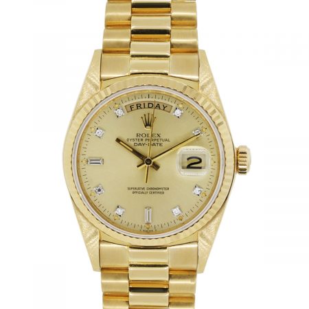Rolex 18038 Day Date Presidential Diamond Dial Watch