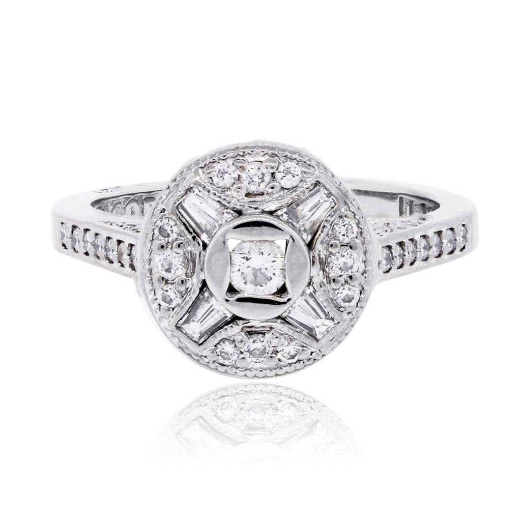 Tacori 18k White Gold 0.50ctw Diamond Deco Style Ring