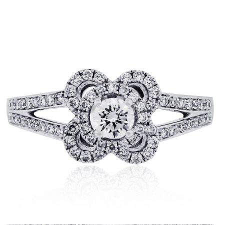 Floral diamond engagement ring