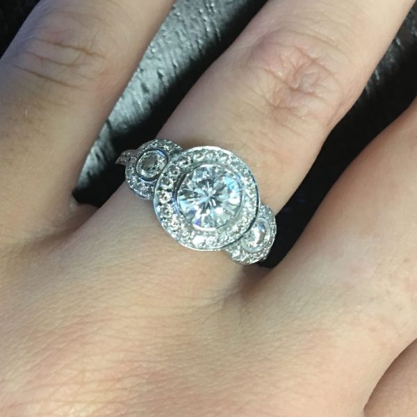 18k White Gold 1.91ctw GIA Certified Round Brilliant Diamond Halo Engagement Ring
