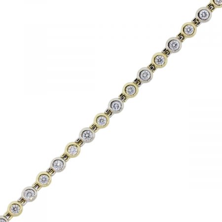 18k Two Tone Gold 3.23ctw Bezel Set Diamond Bracelet