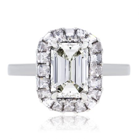 Bez Ambar 1.26ct Emerald Cut and 0.96ctw Diamond Halo GIA Certified Engagement Ring