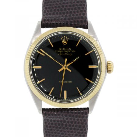 Rolex 5501 Air-King Precision Two Tone on Leather Strap Watch
