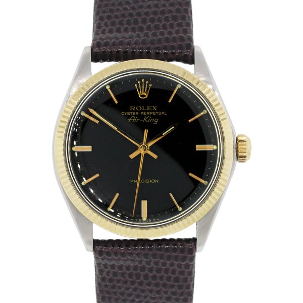 Rolex 5501 Air-King Precision Two Tone on Leather Strap Watch