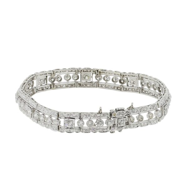 Platinum 6ctw Bezel Set Diamond Bracelet