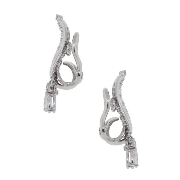 Platinum 6.50ctw Diamond Dangle Clip On Earrings