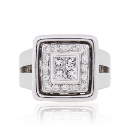 Platinum 0.56ctw Princess Cut and Round Brilliant Diamond Ring