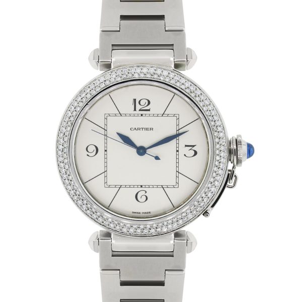Cartier 2730 Pasha Diamond Bezel Stainless Steel Watch
