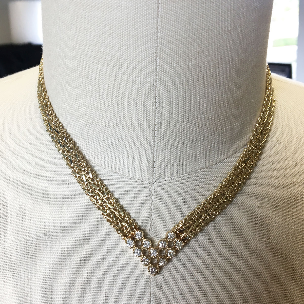 14k Yellow Gold 1ctw Diamond Mesh Necklace – Raymond Lee Jewelers
