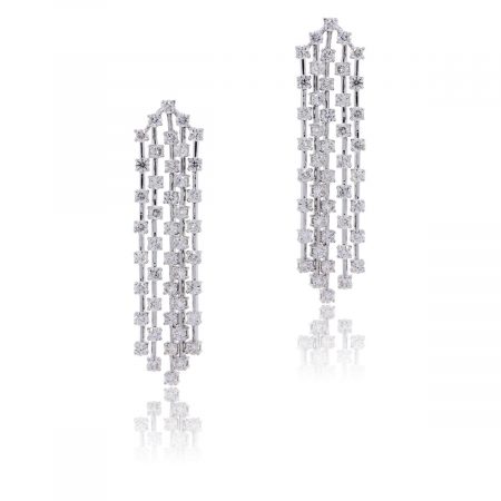 14k White Gold 6.98ctw Diamond Dangle Earrings