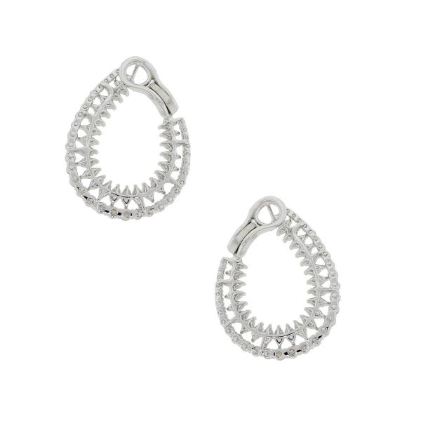 18k White Gold Marquise and Round Brilliant Diamond Earrings
