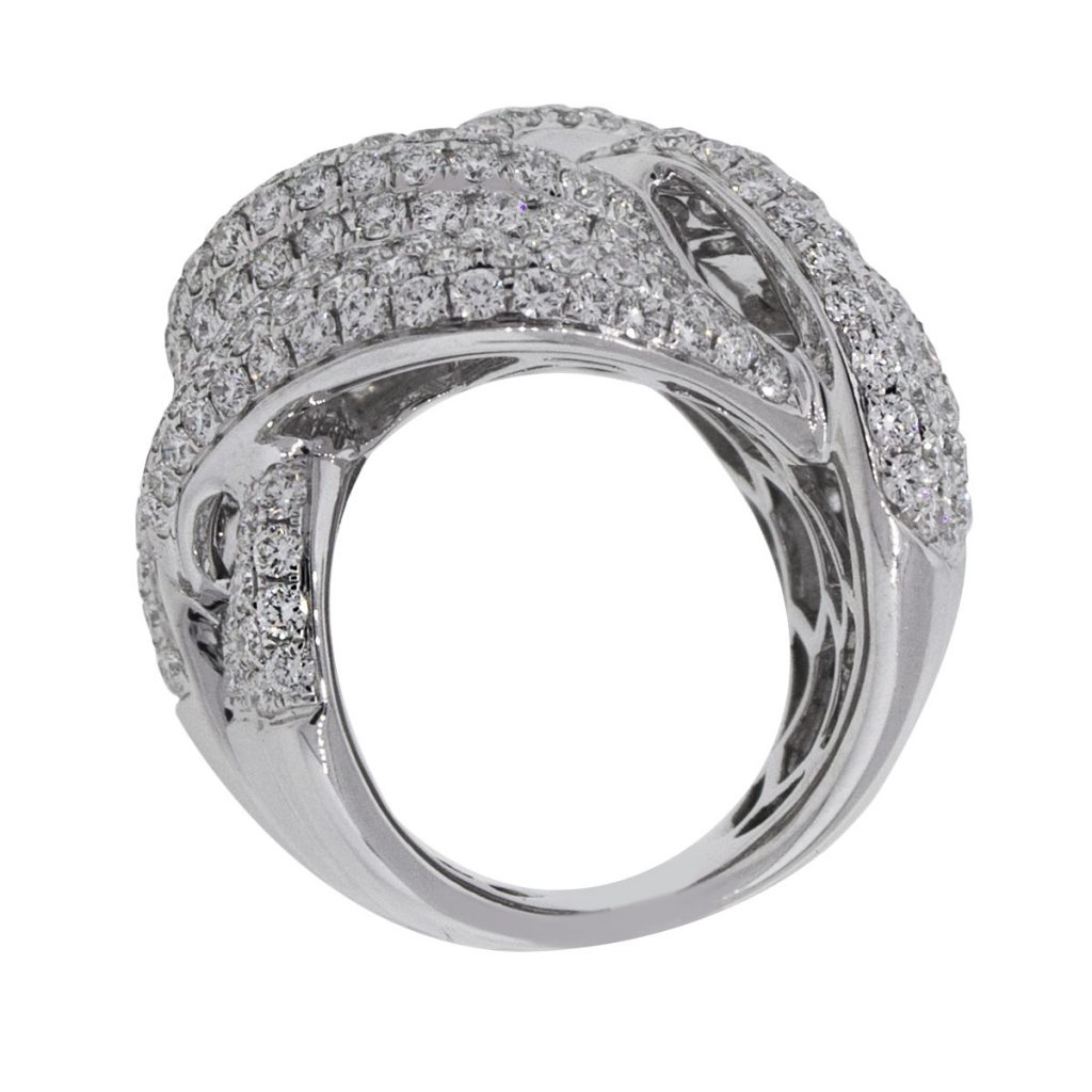 Pave Diamond Criss Cross wide cocktail ring