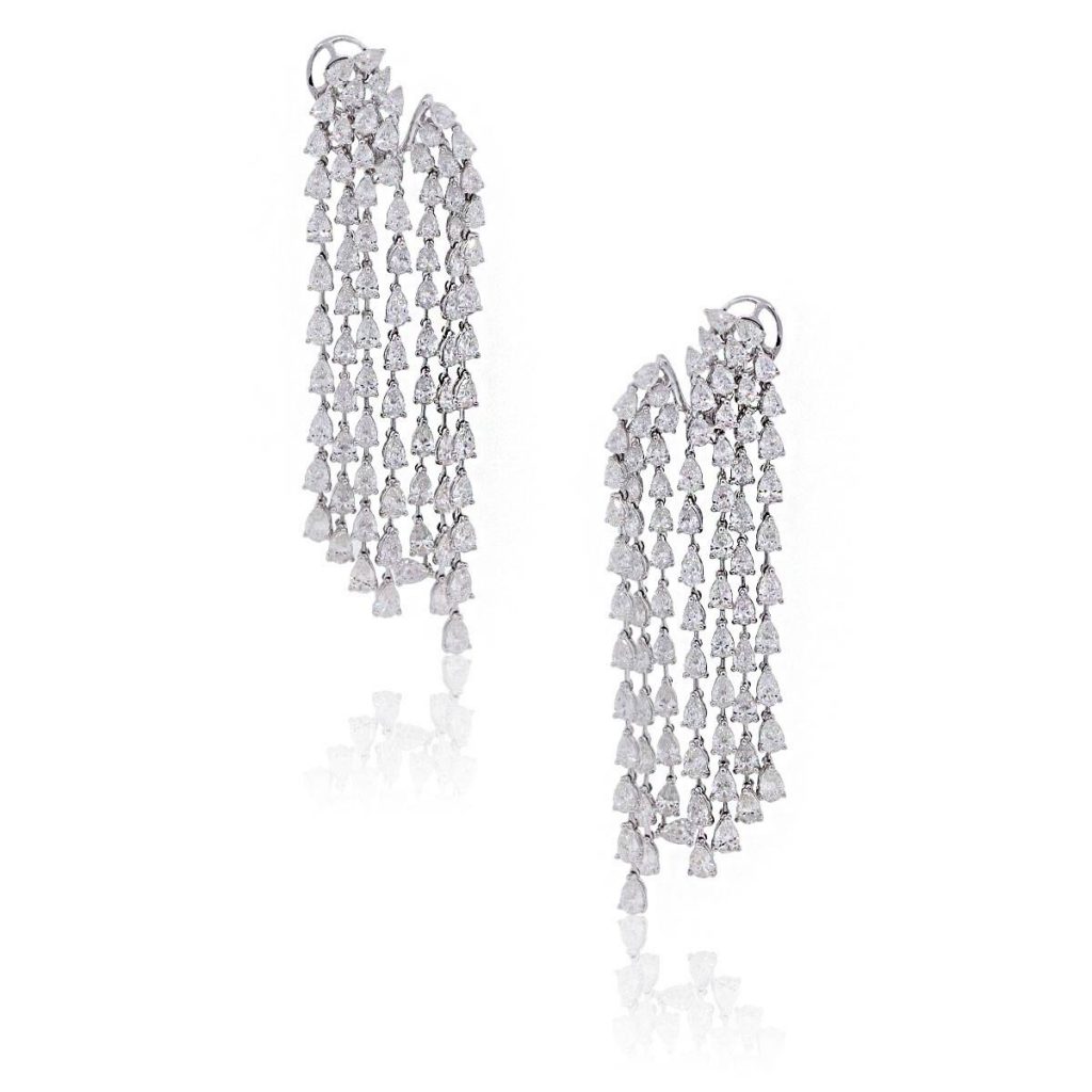 18k White Gold 17.56ctw Diamond Multi Drop Earrings