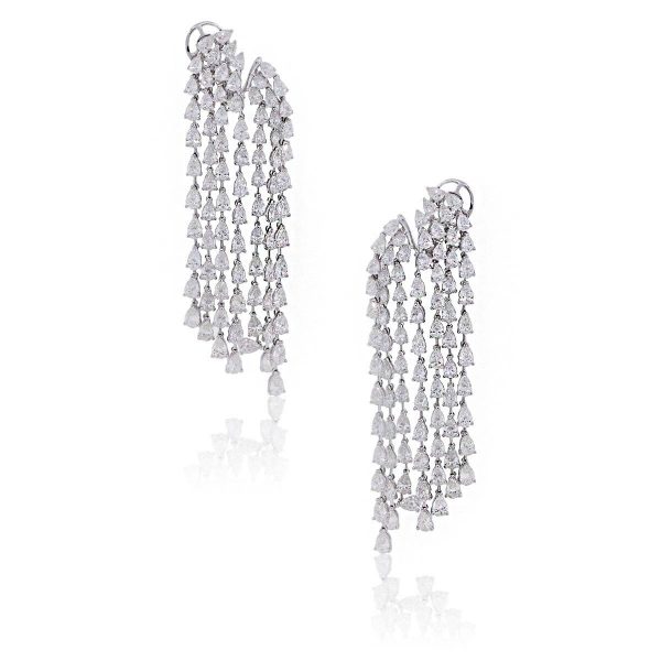 18k White Gold 17.56ctw Diamond Multi Drop Earrings