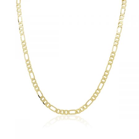 14k Yellow Gold 24" Textured Figaro Link Chain