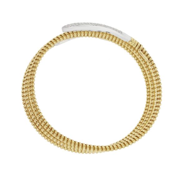 18k Two Tone Gold 1.06ctw Diamond Pave Snake Bangle Bracelet