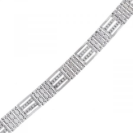 14k White Gold 3ctw Diamond Four Bar Mens Bracelet