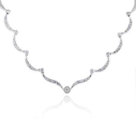 14k White Gold 2.68ctw Diamond Scalloped Necklace