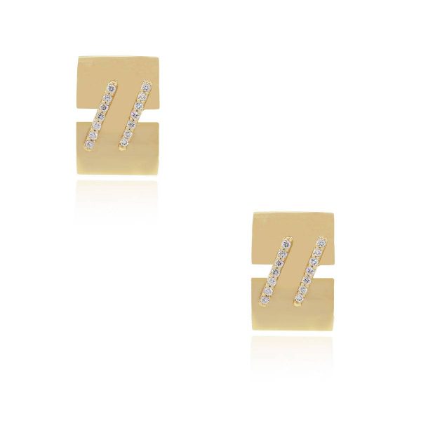 14k Yellow Gold 0.56ctw Diamond Mens Rectangular Cufflinks