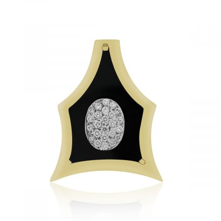 14k Yellow Gold Black Onyx and Diamond Pendant