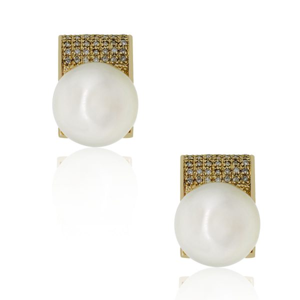Diamonds and Pearl earrings