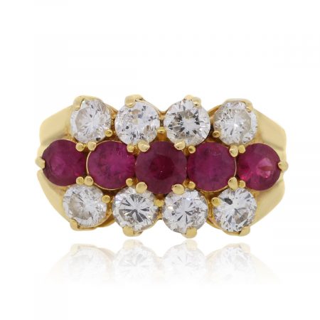 18k Yellow Gold 1.20ctw Diamond and 1.45ctw Ruby Ring