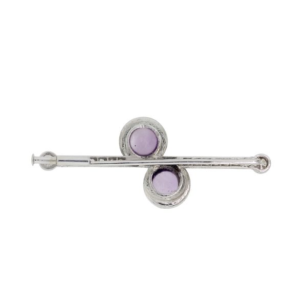Platinum 0.41ctw Diamond and Cabochon Amethyst Pin