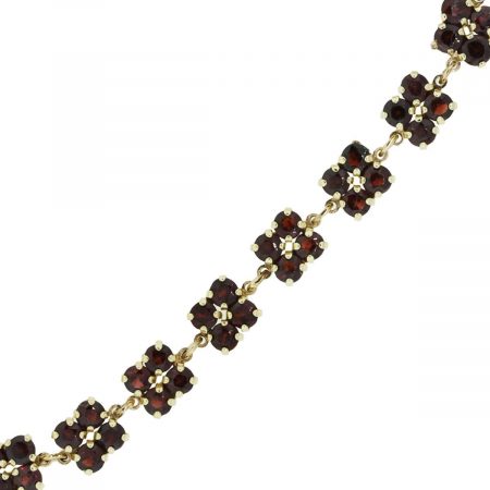 14k Yellow Gold Garnet Cluster Bracelet