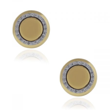 18k Yellow Gold 0.40ctw Diamond Button Earrings